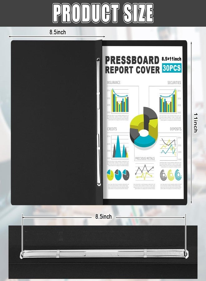 Dunzoom 30 Pcs 8.5'' x 11'' Pressboard Report Cover, 3'' Capacity Metal Prong Fastener with Compressor, Letter Size, Presentation Folder to Neatly Bind Report, Proposal Document (Black) - Image 2